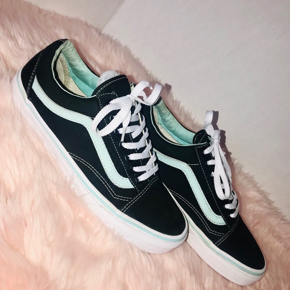 black and mint green vans
